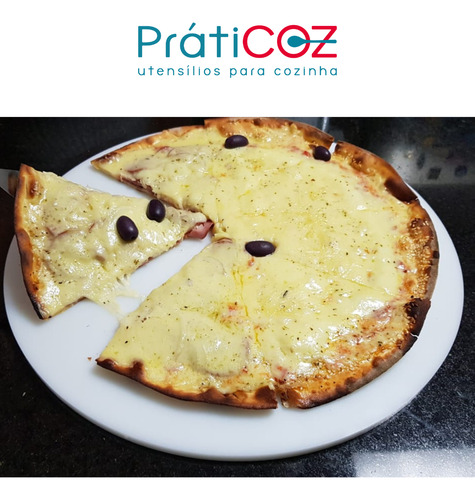 Tabua Placa Redonda Para Corte Polietileno Lisa Pizza 25cm