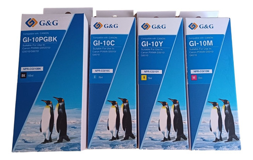 Pack Tintas Gi-10 Compatibles Negro 140ml Más Colores 70ml