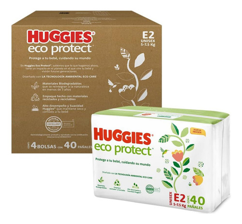 Huggies Eco Protect Pañal Desechable Para Bebé, Unisex, Etap