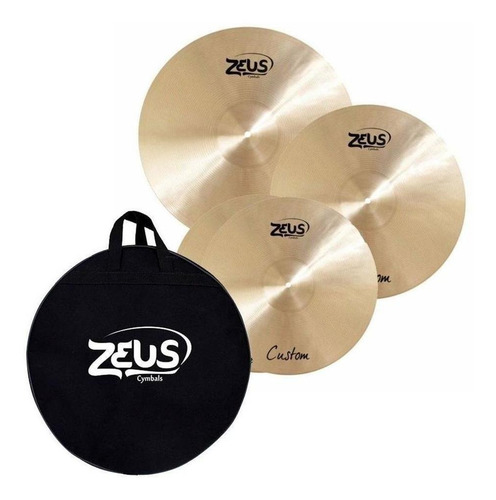 Kit Pratos Zeus Custom Set C 14,16,20 Hihat Crash Ride c/bolsa