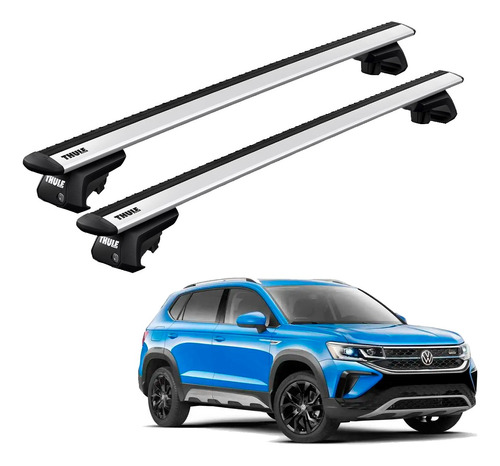 Rack Travessas Thule Wingbar Prata Vw Taos 2021 Em Diante