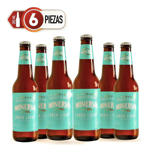 Pack 6 Piezas De Cerveza Minerva Lager Light Botella 355 Ml