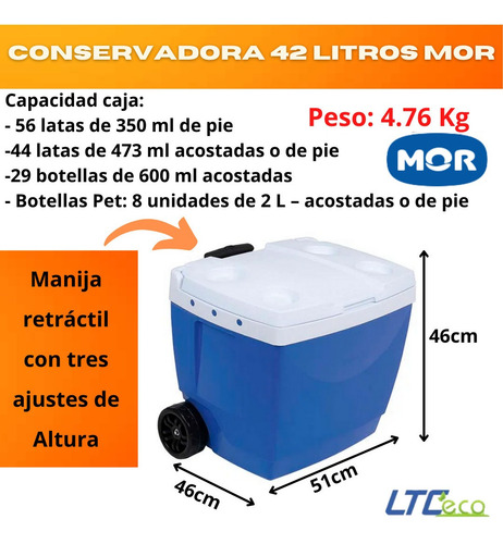 Imagen 2 de 9 de Conservadora 42 Litros Mor Heladera Portatil Camping Cerveza