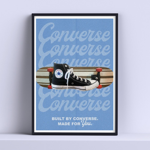 Cuadro Converse Shoes Y Skate Decorativo 30x40 Con Vidrio 