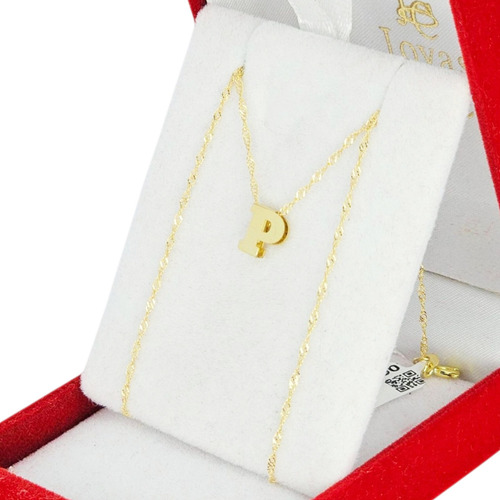 Conjunto Oro 18k Cadena 1 Gramo Letra Inicial Pasante Amarillo P