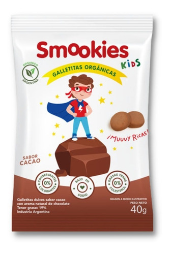 Imagen 1 de 4 de Smookies Kids Orgánicas 16 Unidades 120gr Sabor Cacao