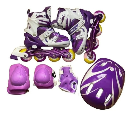 Imagen 2 de 3 de Patines Lineales Ajustable De Niña Y Niño +set Protección