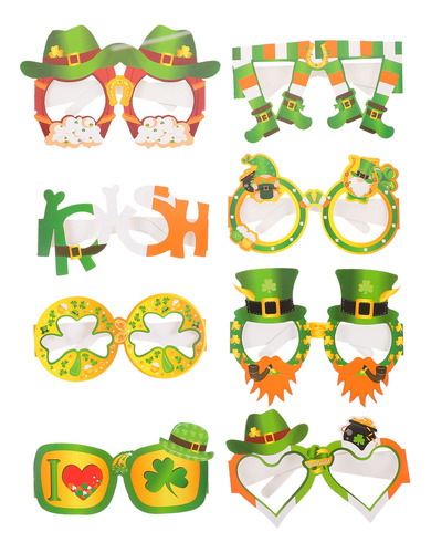 16pcs St Patricks Day Glasses Shamrock Paper Glasses Photo P
