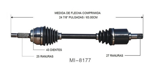 Flecha Junta Homocinetica Del Izq Outlander 2003 - 2006 Fwd