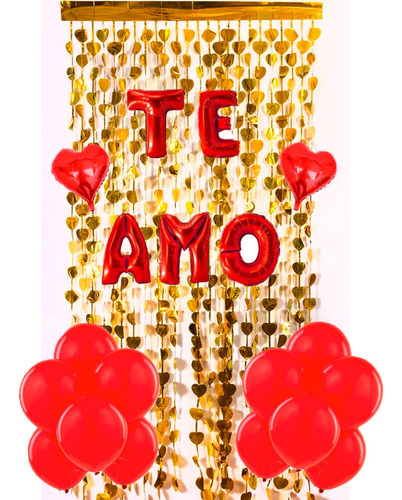 Set Cortina Globo Corazon Teamo San Valentin Enamorados