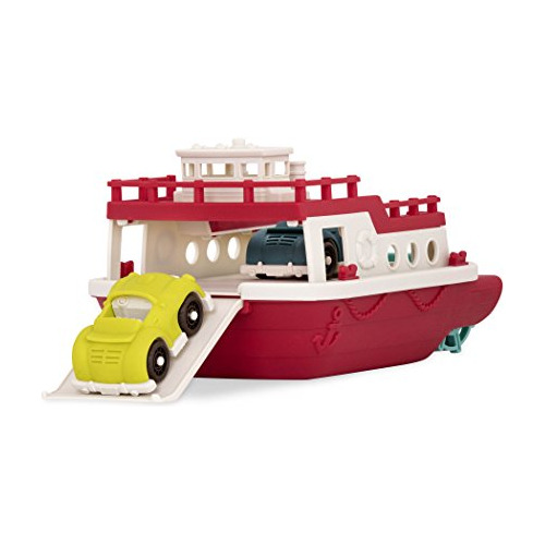 Barco Flotante De Juguete Para Baño Con Autos Color Rojo