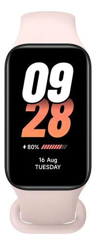 Funda deportiva para Xiaomi Mi Band 8 Active Smartwatch, versión global, color blanco, pulsera, color rosa, bisel, color negro, diseño de pulsera deportiva de silicona