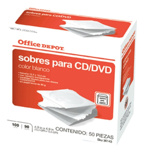 Office Depot Sobres Para Cd/dvd 100% Reciclado 100 Pzs Green | MercadoLibre