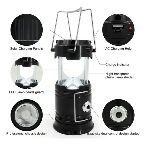 Ruiyue Luz De Camping, 6+1 Led Linterna Solar Linterna