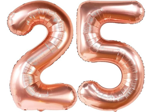 Globos Grandes De Oro Rosa Con El Numero 25 De 40 Pulgadas G