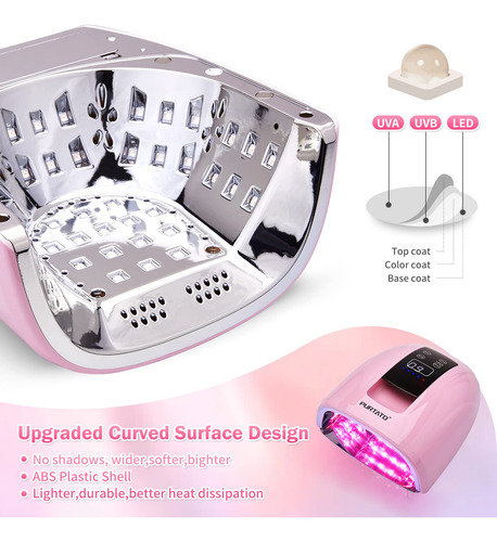 Purtato Lámpara De Uñas Inalámbrica Led Uv Recargable De 90