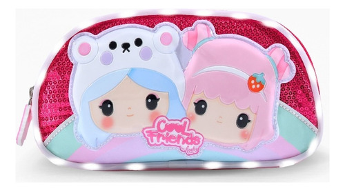 Cartuchera Footy Con Luz Color Fucsia Cool Friends Rainbow Piggy 2 Niveles