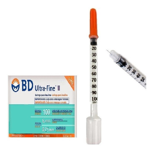 Imagen 1 de 8 de Bd Ultra Fine Jeringa 1ml De Insulina Aguja 31g X 6mm X50