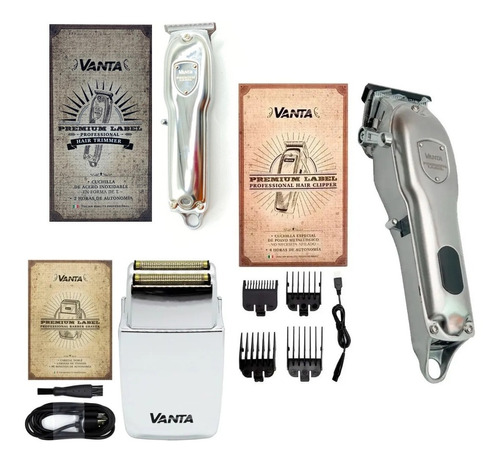 Combo Máquina Cortadora + Trimmer + Shaver Vanta Cromo