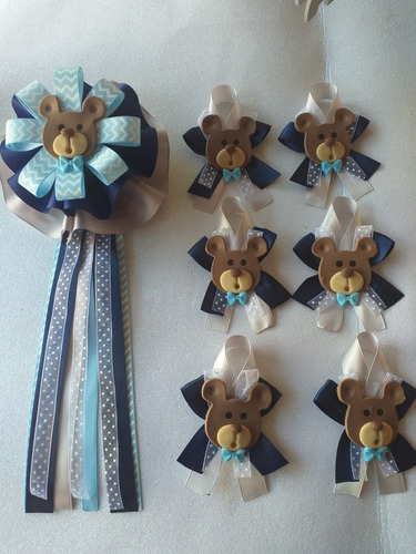 50 Distintivos Osito Mas Corsage Y Corbata Baby Shower