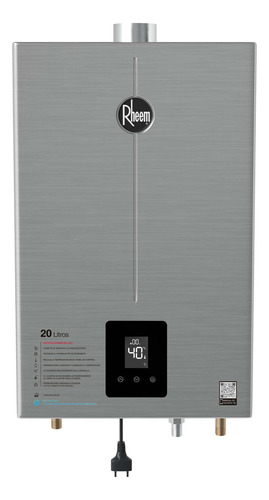 Aquecedor A Gás Digital Rheem 20 Litros Inox Gn Bivolt