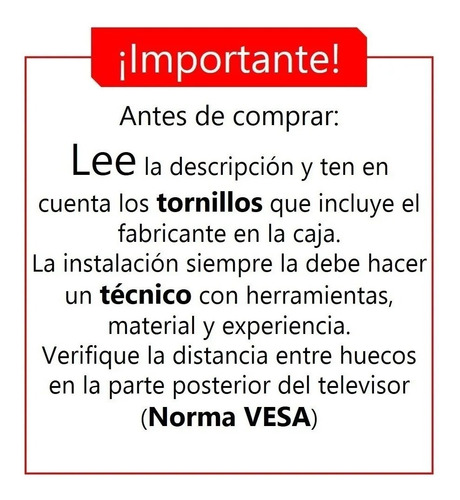 Imagen 2 de 10 de Soporte Para Tv Samsung LG Sony Tv 42 43 49 50 55 58 60 65