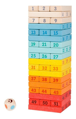 Imagen 1 de 7 de Jenga De Colores Y Números Madera Montessori Classic World