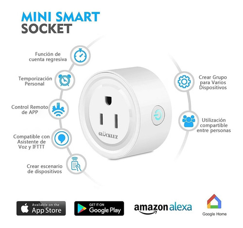 Imagen 2 de 6 de Smart Plug Alexa Enchufe Inteligente Wifi Contacto Por Voz