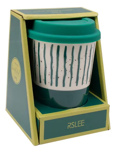Vaso Taza Cerámica De 400ml Con Tapa De Silicona - Diseño 2