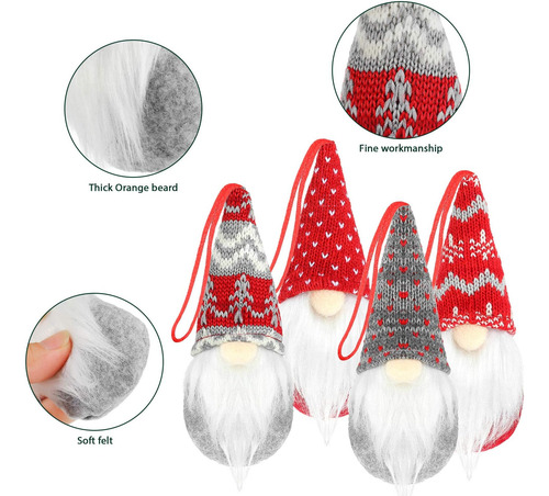 4 Pcs Árbol De Navidad Gnomos Colgantes Adornos Juego De Elf