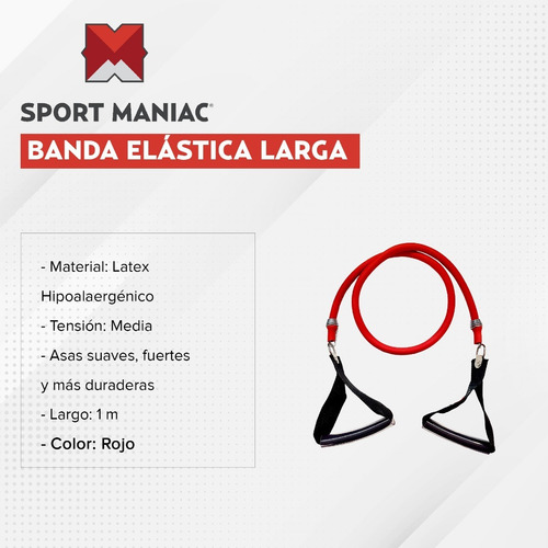 Imagen 2 de 3 de Banda Elástica Larga Reforzada Con Manijas Látex Goma