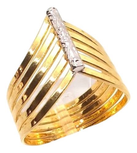 Anillo Con Diseño Laminado En Oro 18k Mujer Joyas Rommanel