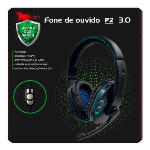 Imagem 1 de 8 de Headset 7.1 Com Fio Stereo Guerra Dos Games Ps5 Novidade P2