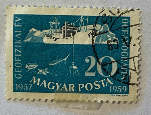 Estampilla Hungría Oceanografia Año 1959