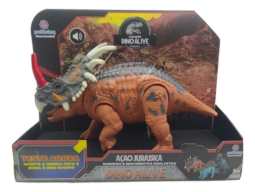 Dino Alive Triceratops Dinossauro Com Luz E Som - Polibrinq