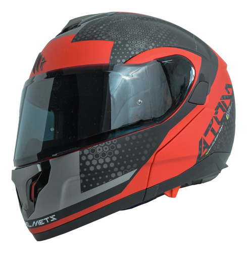 Casco Abatible Moto Mt Helmets Atom Sv Adventure Rojo/ Gris