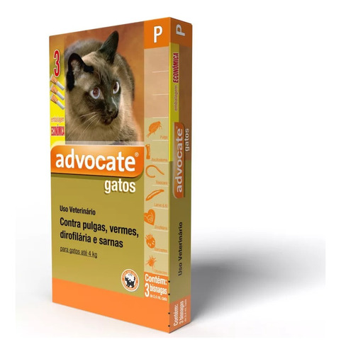 Combo Advocate Gatos 0,4ml Até 4kg - 3 Pipetas 