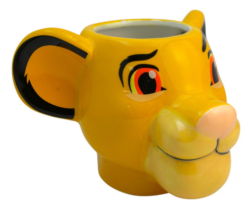 Taza De Cerámica 3d Simba El Rey León Disney 591 Ml Color Amarillo