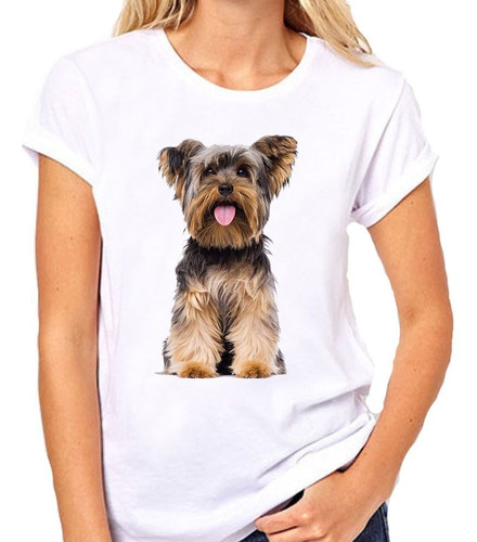 Remera De Mujer Perro Yorkshire Sacando La Lengua