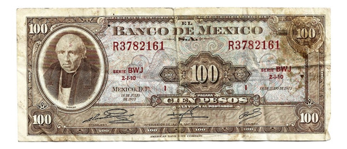 Billete México 100 Pesos Miguel Hidalgo 1973 (Usado)
