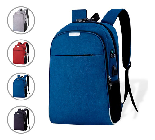 Mochila mochila notebook Shop Tudo Anti Furto Mochila antifurto cor azul 35L