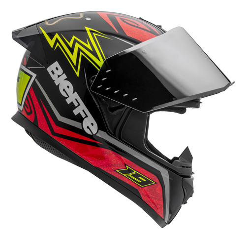 Capacete Bieffe B-12 Qtr Preto Vermelho Com Viseira Colorida Cor Preto/vermelho Tamanho Do Capacete 62