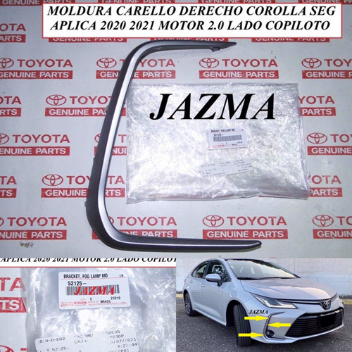 Moldura Carello Derecho Corolla Seg 2020 2021 Original 