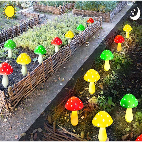 Luces Solares De Hongos Para Jardín
