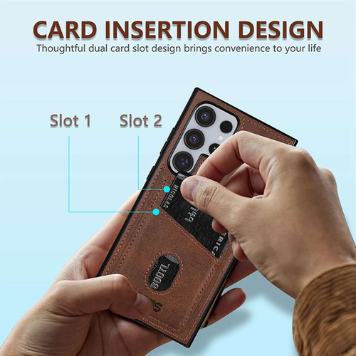 Funda De Piel Sintética Con Ranura Para Tarjetas Para Samsung Galaxy S20 S21 S22 S23 S24 S25 Plus Ultra S20fe S21fe S23fe S24fe S25edge