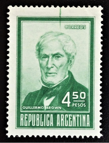 Argentina, Sello Gj 1647 G Brown 4,50p Error 75 Mint L16083