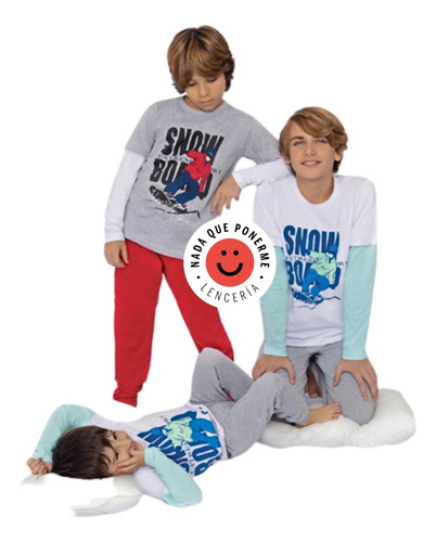 Pijama Invierno Varon Nene Juvenil Jersey Estampado Marey 