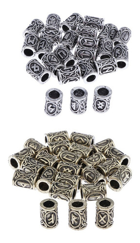 48x Cuentas De Runas Vikingas Barba Para El Cabello Pulseras