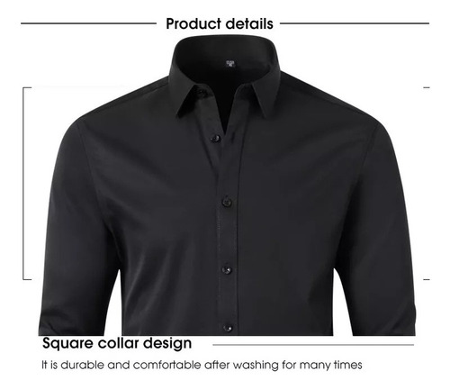 Camisa Hombre Elástica Manga Larga Que No Necesita Planchado