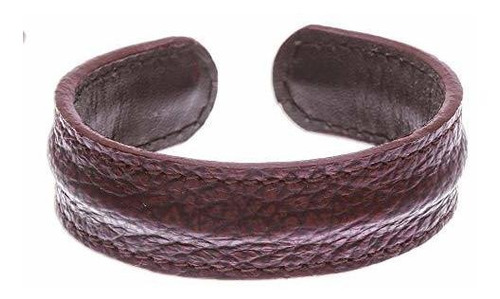 Brazalete De Hombre De Cuero De Acero Inoxidable 'basic Dark